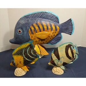 Decorative Wooden Fish Set of 3
